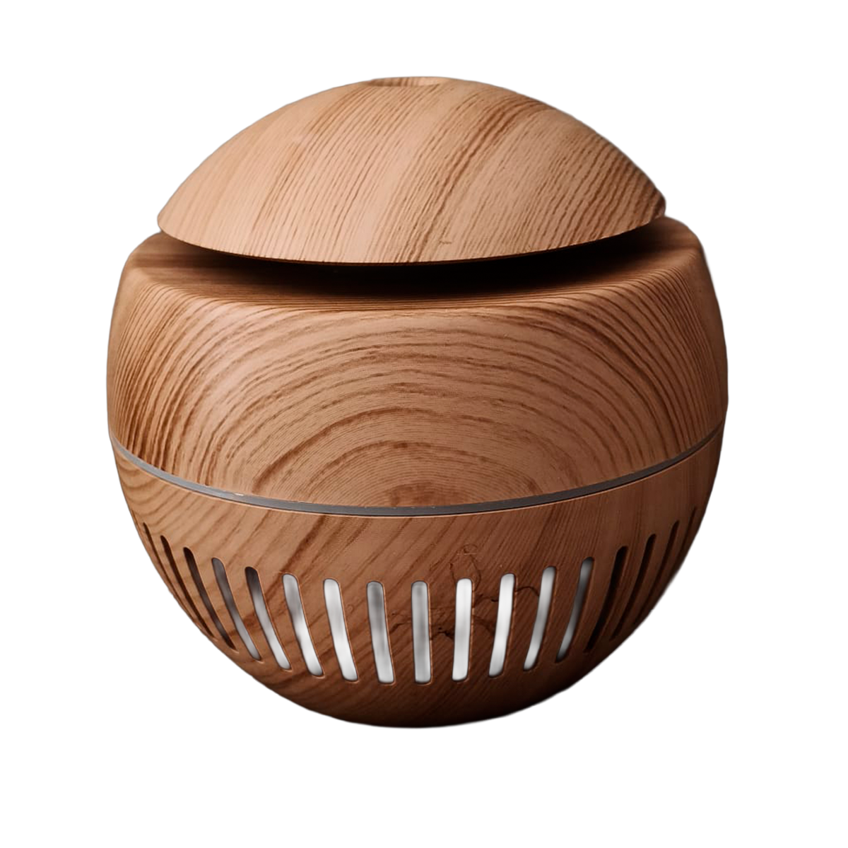 Humidificador Bola con rayas efecto Madera Clara