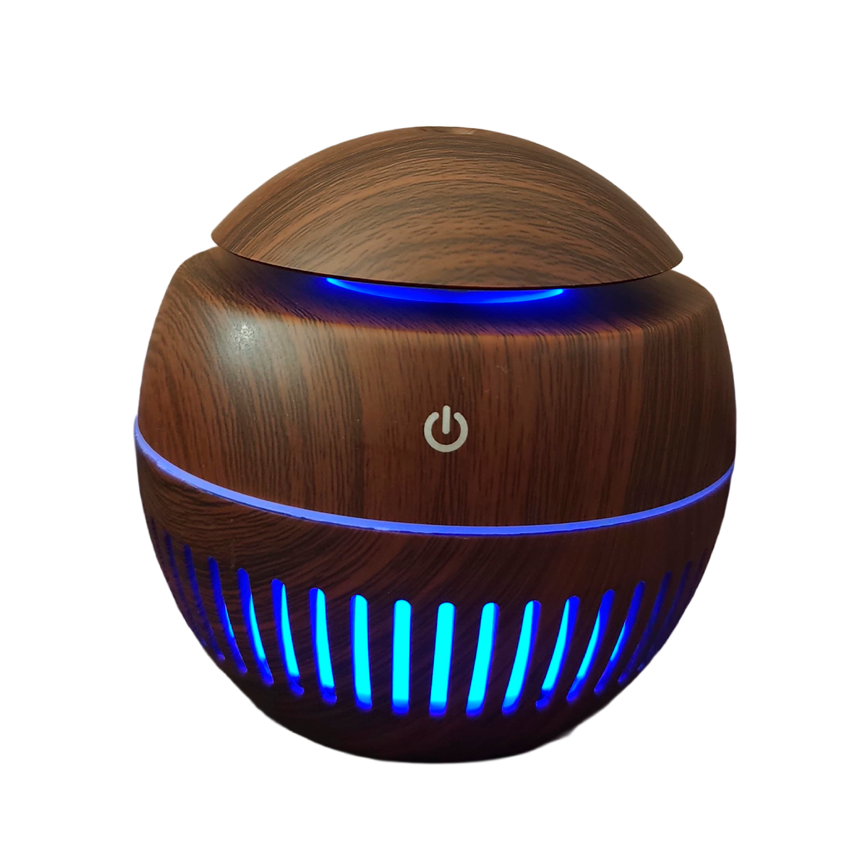 Humidificador Bola con rayas efecto Madera Oscura